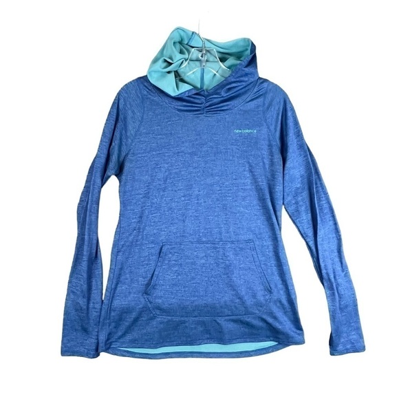 New Balance Womens B Dry Pull Over Blue Running Jacket Warm Up Hoodie Large - Picture 1 of 7